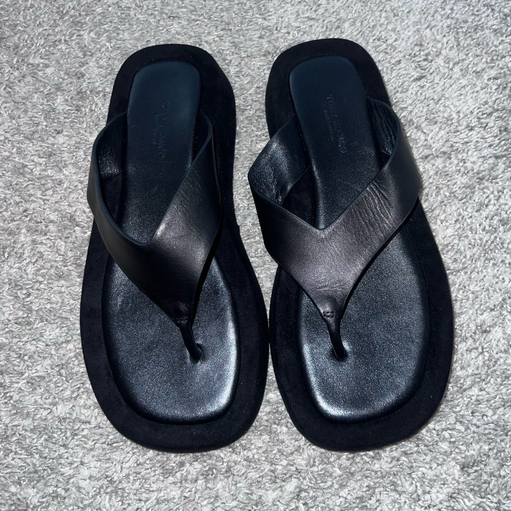 Tony Bianco Black Thong Sandals